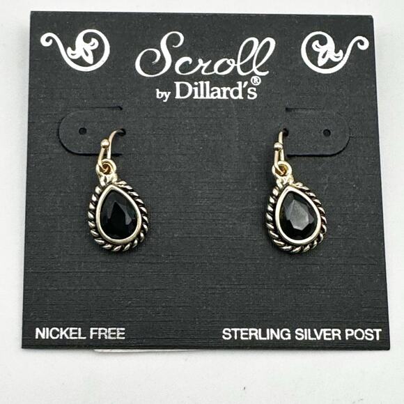 Scroll Earring NWT Jet Black Gold tone by Dilliards Casual Everyday Earrings - Picture 7 of 7